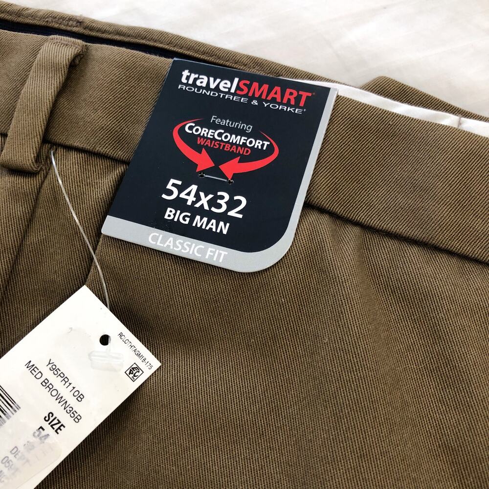 Roundtree & Yorke TravelSmart CoreComfort Flat Front Classic Fit Chino Pants - Picture 4 of 7